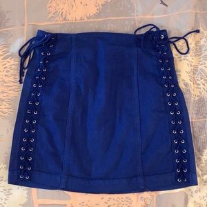 NWOT Blue lace up skirt
